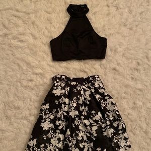Halter crop top with flare out dress